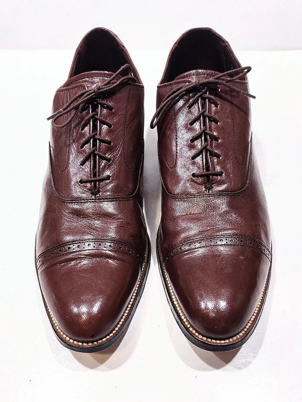 Stacy Adams Men's Brown Leather Cap Toe Oxford Dress Shoes Size 12 D